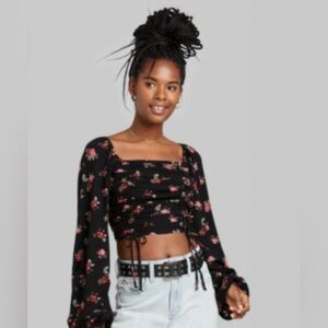 Floral Black and Pink Women's Top